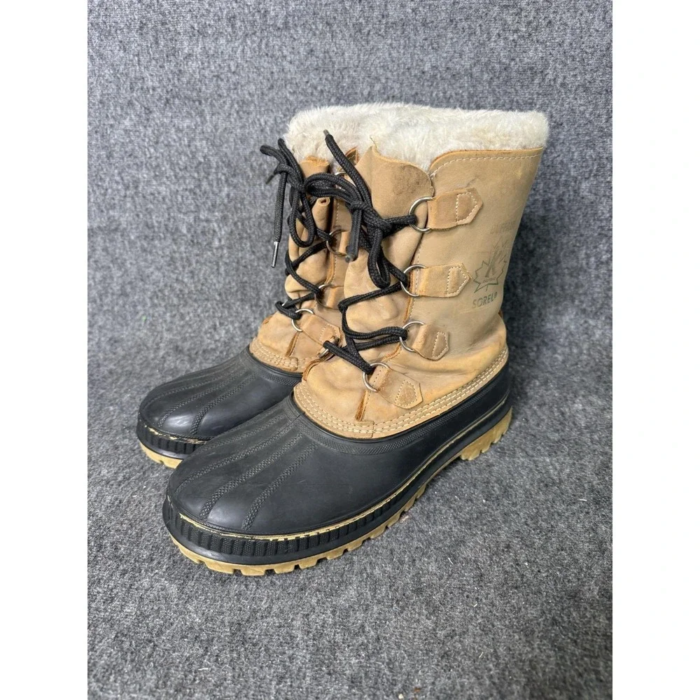 Vintage Sorel Buffalo Boots Mens Size 10 Brown Leather Snow Winter Waterproof